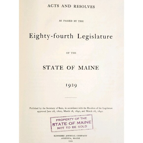 1929 Laws Of Maine 1st Edition 84th Legislature Acts And Resolves HC SHBS1 - Picture 5 of 5